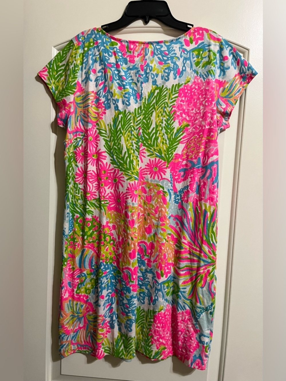 Lilly Pulitzer Brewster Dress More Lovers Floral V-Neck Tunic Pima Cotton Large - Picture 3 of 7